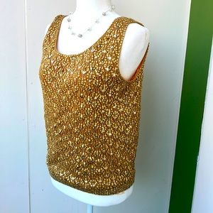 Vintage 40s 50s Gold Sequin Sweater Vest